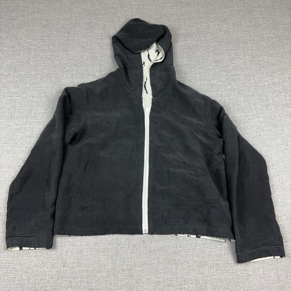 Galinda Wang Jacket Womensโ 6 Black 100% Silk Hooded Full Zip Lightweight Lined